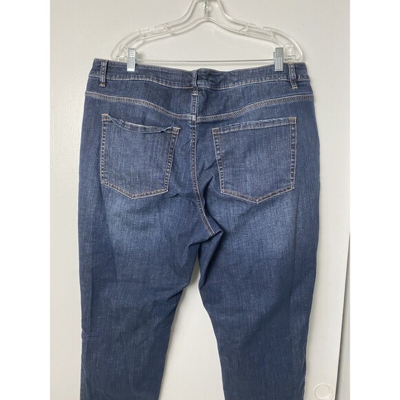 Lane Bryant Blue Jeans Skinny Girlfriend Mid Rise Womens Size 22 Distressed - Picture 12 of 14